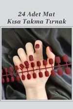24 Adet Mat Kısa Takma Tırnak Oval-Kare 1051