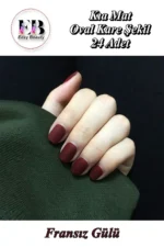 24 Adet Mat Kısa Takma Tırnak Oval-Kare 1051 - Görsel 2