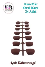 24 Adet Mat Kısa Takma Tırnak Oval-kare 720 - Görsel 3