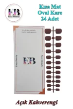 24 Adet Mat Kısa Takma Tırnak Oval-kare 720 - Görsel 4