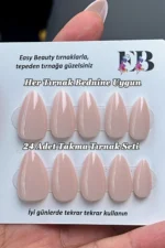 24 Adet Orta Badem Takma Tırnak Seti W1510 - Görsel 6