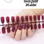 24 Adet Oval Orta Uzun Mat Takma Tırnak 717