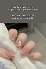 24 Adet Protez Takma Tırnak Seti Kısa Tırnak Küt Model MY106 - Görsel 4