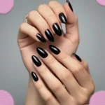 24 Adet Siyah Badem Takma Tırnak Seti Orta Uzunlukta 908