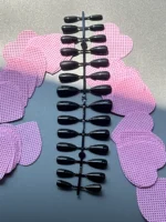 24 Adet Siyah Badem Takma Tırnak Seti Orta Uzunlukta 908 - Görsel 2