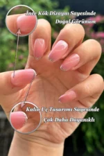 24 Adet French Protez Tırnak Görünümlü Taşlı Takma Tırnak Seti  JP991 - Görsel 5