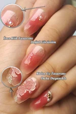 24 Adet Balerin Takma Tırnak Seti Orta Uzun Desenli Takma Tırnak Yapıştırıcı Set Hediye Z356 - Görsel 3