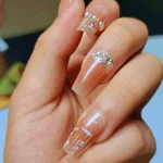 24 Adet Küt Takma Tırnak Seti Orta Uzun Taşlı Desenli Takma Tırnak Z654