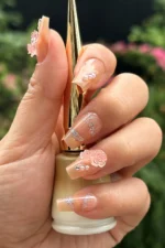 24 Adet Protez Tırnak Görünümlü Taşlı Çiçek Desenli Takma Tırnak Seti  Z528 - Görsel 4