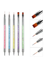 5 Adet Nail Art Fırça Seti Fırçalı Tırnak Süsleme Desen Seti Dot Kalemi Tırnak Boyama