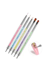5 Adet Nail Art Fırça Seti Fırçalı Tırnak Süsleme Desen Seti Dot Kalemi Tırnak Boyama - Görsel 3