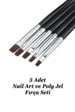 5 Adet Protez TIrnak Jel Fırçası Nail Art Fırça Seti Builder Jel ve Poly Jel Fırçası