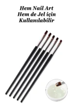 5 Adet Protez TIrnak Jel Fırçası Nail Art Fırça Seti Builder Jel ve Poly Jel Fırçası - Görsel 5
