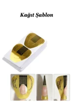 500 Adet Gold Protez Tırnak Uzatma Şablon Jel Alt Form Şablonu. Gitar Şablon - Görsel 4