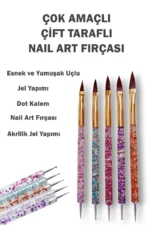 5 Adet Nail Art Fırça Seti, Fırçalı Tırnak Süsleme Desen Seti Dot Kalemi 5'Li Tırnak Boyama Nail Art - Görsel 2