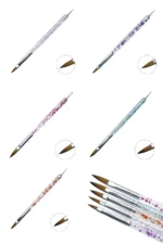 5 Adet Nail Art Fırça Seti, Fırçalı Tırnak Süsleme Desen Seti Dot Kalemi 5'Li Tırnak Boyama Nail Art - Görsel 4