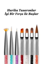7 Adet Nail Art Protez Tırnak Fırça Seti. Kıl Fırça, French Fırça ve Jel Fırçası - Görsel 2