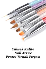 7 Adet Nail Art Protez Tırnak Fırça Seti. Kıl Fırça, French Fırça ve Jel Fırçası - Görsel 4