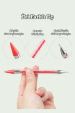 Nail Art - Profesyonel Tırnak Süsleme Taş Tutucu Mum Kalemi Çift Taraflı - Görsel 6