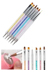 6 Adet Nail Art Fırça Seti, Çift Taraflı Akrilik ve Nail Art Fırçası Tırnak Süsleme Desen Seti - Görsel 2