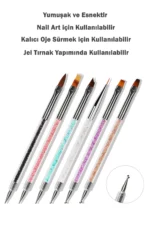 6 Adet Nail Art Fırça Seti, Çift Taraflı Akrilik ve Nail Art Fırçası Tırnak Süsleme Desen Seti - Görsel 3