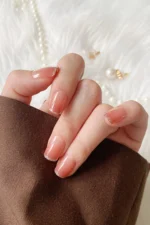 Simli French Kısa Küt Takma Tırnak Seti Tırnak 24 Adet Tırnak R162 - Görsel 2