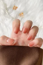 Simli French Kısa Küt Takma Tırnak Seti Tırnak 24 Adet Tırnak R162 - Görsel 3