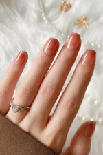 Simli French Kısa Küt Takma Tırnak Seti Tırnak 24 Adet Tırnak R162 - Görsel 5