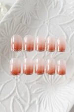 Simli French Kısa Küt Takma Tırnak Seti Tırnak 24 Adet Tırnak R162 - Görsel 6