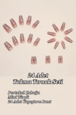 Orta Küt 24 Adet Takma Tırnak Seti Simli ve Yıldızlı Tırnak R737 - Görsel 7