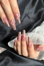 Orta Küt 24 Adet Takma Tırnak Seti Simli ve Yıldızlı Tırnak R737 - Görsel 5