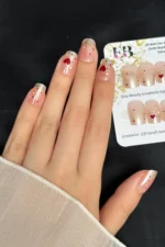 Kısa Küt 24 Adet Takma Tırnak Seti Kalp Desenli Tırnak R851 - Görsel 6