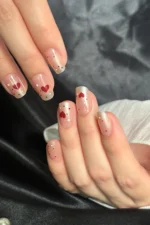 Kısa Küt 24 Adet Takma Tırnak Seti Kalp Desenli Tırnak R851 - Görsel 4