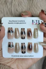 Desenli Takma Tırnak Seti 24'lü Küt Takma Tırnak S001 - Görsel 3