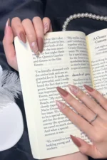 Badem Tırnak Kahverengi Orta Uzunlukta 24 Adet Takma Tırnak Seti W1489 - Görsel 3