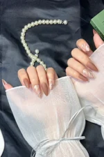 Badem Tırnak Kahverengi Orta Uzunlukta 24 Adet Takma Tırnak Seti W1489 - Görsel 4