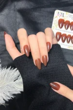 Kısa Badem 24 Adet Takma Tırnak Seti W1613