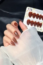 Kısa Badem 24 Adet Takma Tırnak Seti W1613 - Görsel 2