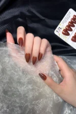 Kısa Badem 24 Adet Takma Tırnak Seti W1613 - Görsel 5