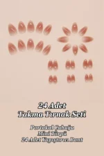 Kısa Badem 24 Adet Takma Tırnak Seti W1657 - Görsel 9