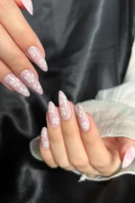 Badem Tırnak Orta Uzunlukta 24 Adet Çiçekli Takma Tırnak Seti W1728