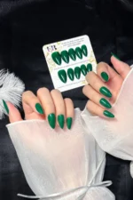 Kısa Badem 24 Adet Yeşil Takma Tırnak Seti W1768 - Görsel 4