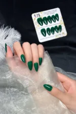 Kısa Badem 24 Adet Yeşil Takma Tırnak Seti W1768 - Görsel 5