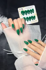 Kısa Badem 24 Adet Yeşil Takma Tırnak Seti W1768 - Görsel 6
