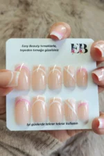 French Takma Tırnak Seti 24'lü Desenli Takma Tırnak Orta Uzunlukta W318 - Görsel 2