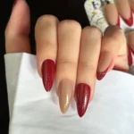 Badem Tırnak Bordo French Orta Uzunlukta 24 Adet Takma Tırnak Seti W464