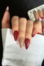 Badem Tırnak Bordo French Orta Uzunlukta 24 Adet Takma Tırnak Seti W464