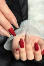 Badem Tırnak Bordo French Orta Uzunlukta 24 Adet Takma Tırnak Seti W464 - Görsel 6