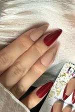 Badem Tırnak Bordo French Orta Uzunlukta 24 Adet Takma Tırnak Seti W464 - Görsel 7