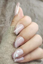 French Takma Tırnak 24'lü Simli Kare Orta Uzun Takma Tırnak W476 - Görsel 2